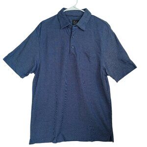 Jos A Bank Shirt Traveler Short Sleeve Polo Blue White 100% Cotton Mens Large